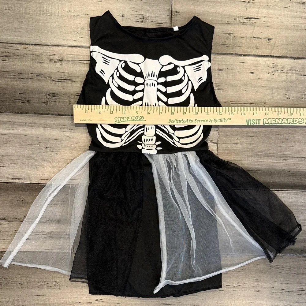 Black Skeleton Tulle Kids Costume Dress